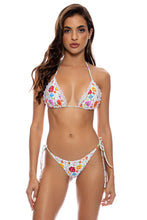 AMOR Y PLAYA - Triangle Top & Wavy Ruched Back Tie Side Bottom • White