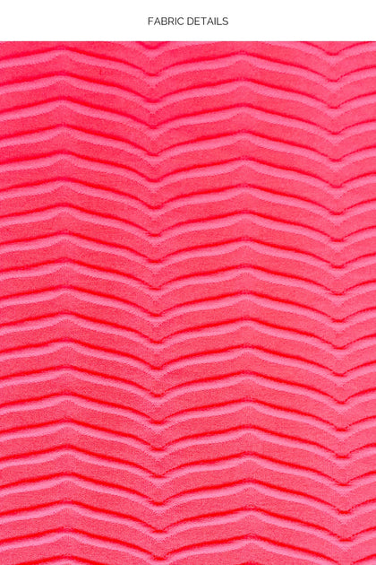 HOT TROPICS - Triangle Top & Seamless Wavy Ruched Back Tie Side Bottom • Electric Coral