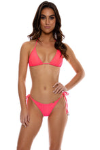 HOT TROPICS - Triangle Top & Seamless Wavy Ruched Back Tie Side Bottom • Electric Coral