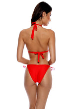 HOT TROPICS - Triangle Halter Top & Seamless Full Tie Side Bottom • Lava Red