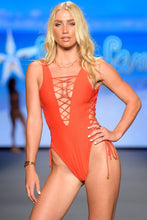 HOT TROPICS - Open Side One Piece Bodysuit • Lava Red Runway