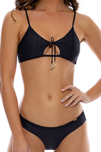 HOT TROPICS - Scoop Neck Cut Out Top & Seamless Wavy Ruched Back Bottom • Black