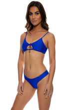 HOT TROPICS - Scoop Neck Cut Out Top & Seamless Wavy Ruched Back Bottom • Electric Blue