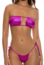 BABES JUST WANT SUN - Multiway Scrunched Cup Bandeau & Seamless String Brazilian Tie Side Bottom • Ruby