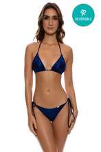 WILD LUX - Triangle Top & Wavy Ruched Back Tie Side Bottom • Midnight Blue