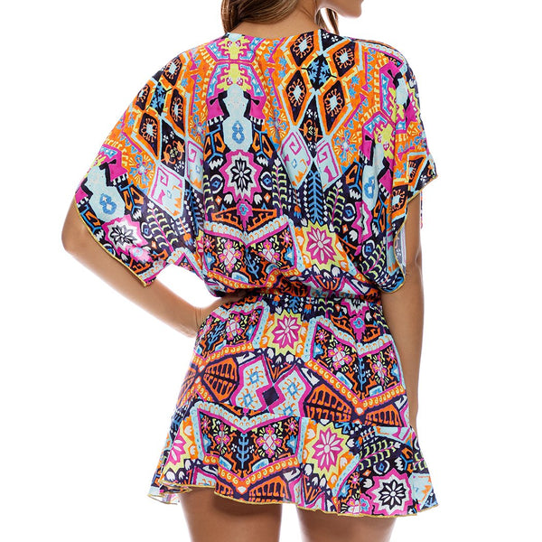 MARACUYA KISSES - Playera V Neck Ruffle Dress