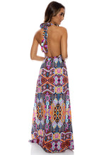 MARACUYA KISSES - Deep Plunge Long Dress • Multicolor