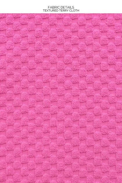 BEACH FUZZ - Triangle Top & Seamless Wavy Ruched Back Tie Side Bottom • Bubble Gum