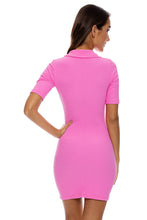 BEACH FUZZ - Deep V Polo Dress • Bubble Gum