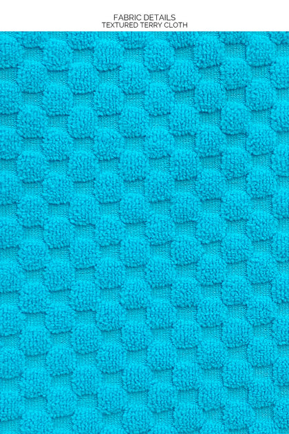 BEACH FUZZ - Scoop Neck Cut Out Top & Seamless Wavy Ruched Back Bottom • Daydream Blue