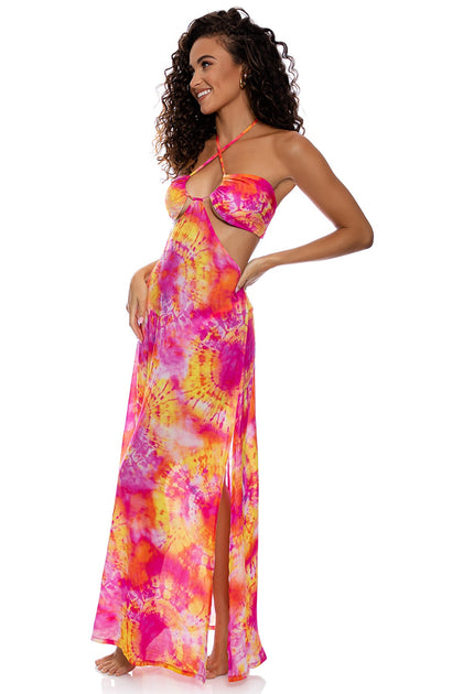 RETRO DREAM - Bandeau Cut Out Dress • Multi Pink