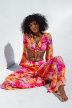 RETRO DREAM - Bell Sleeve Crop Top & Open Sides Wide Leg Pant • Multi Pink Digital Presentation