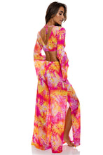 RETRO DREAM - Bell Sleeve Crop Top & Open Sides Wide Leg Pant • Multi Pink Digital Presentation