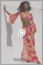 RETRO DREAM - Bell Sleeve Crop Top & Open Sides Wide Leg Pant • Multi Pink Digital Presentation