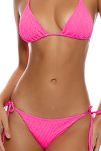 DIAMOND GIRL - Triangle Top & Seamless Full Tie Side Bottom • Shocking Pink
