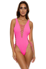 DIAMOND GIRL - Open Side One Piece Bodysuit • Shocking Pink