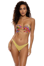 SHORE THING - Double Loop Bandeau Crop Top & High Leg Brazilian Bottom • Multicolor