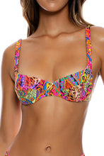 SHORE THING - Wide Strap Balconette Top & Ruffle Sarong Mini Skirt • Multicolor