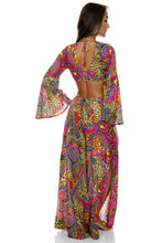 SHORE THING - Bell Sleeve Crop Top & Open Sides Wide Leg Pant • Multicolor