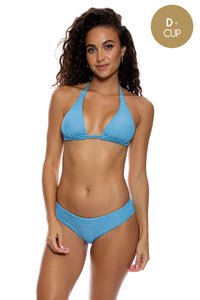 STARLIGHT - Triangle Halter Top & Seamless Full Ruched Back Bottom • Powder Blue