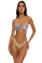 PINKIN' ABOUT YOU - Gold V Ring Bandeau Top & High Leg Brazilian Bottom • Multicolor