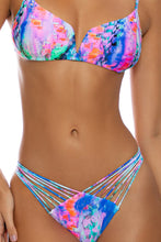 SHE'S ELECTRIC - V Splice Bralette & Strappy Ruched Back Bottom • Multicolor