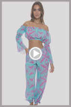 SHOCK WAVES - Off The Shoulder Flre Sleeve Top & Gipsy Split Side Pant • Multicolor