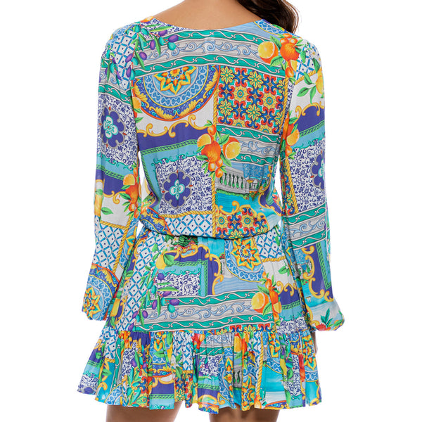 AMALFI - Deep V Frill Hem Dress