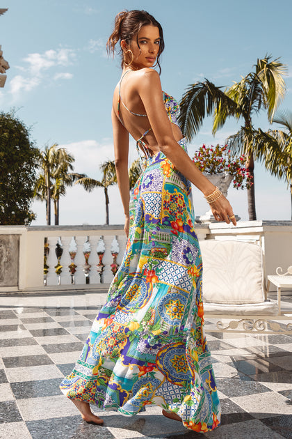 AMALFI - Halter Cut Out Dress • Multicolor