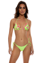 TI AMO - Ruffle Trim Seamless Triangle Top & Seamless Reversible Wavy Ruched Back Brazilian Tie Side Bottom • Radiant Yellow