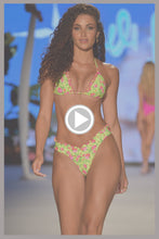 TI AMO - Ruffle Trim Seamless Triangle Top & Ruffle Trim Reversible Banded High Leg Wavy Back Bottom • Radiant Yellow Runway