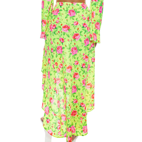 TI AMO - Ruffle High Lo Slit Skirt