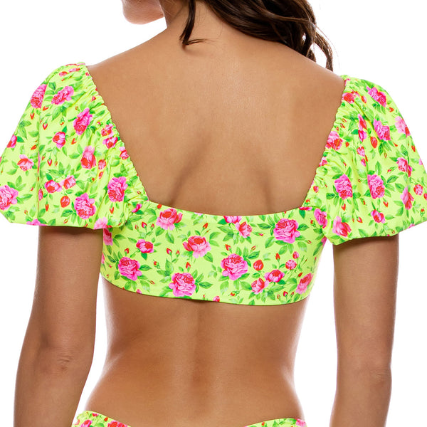 TI AMO - Puff Sleeve Bralette Top