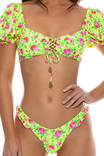 TI AMO - Puff Sleeve Bralette Top & Reversible Ruffle High Leg Brazilian Bottom • Radiant Yellow