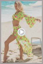 TI AMO - Ruffle Bell Sleeve Crop Top & Ruffle High Lo Slit Skirt • Radiant Yellow