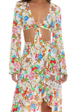 IL MARE - Bell Sleeve Crop Top & Ruffle High Lo Slit Skirt • White