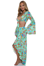 IL MARE - Bell Sleeve Crop Top & Ruffled High-lo Slit Skirt • Aqua