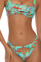 IL MARE - Mini Ring Bandeau Top & Reversible High Leg Peek A Boo Ring Bottom • Aqua