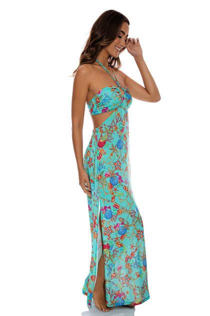 IL MARE - Bandeau Ring Cut Out Dress • Aqua