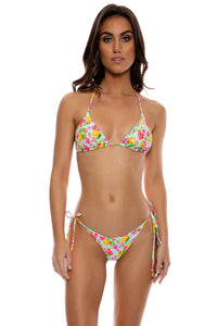 LIMONCELLO - Seamless Revesible Triangle Top & Seamless Reversible Wavy Ruched Back Brazilian Tie Side Bottom • Multicolor