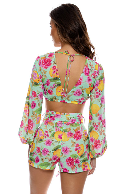 LIMONCELLO - Tie Front Crop Top & Tie Waist  Shorts • Multicolor