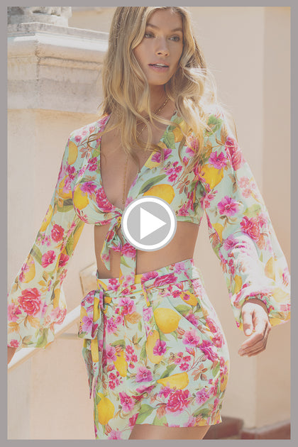 LIMONCELLO - Tie Front Crop Top & Tie Waist  Shorts • Multicolor