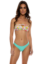 LIMONCELLO - Bow Bandeau Top & Seamless Reversible Peek-a-boo Row Wavy Back Ruched Bottom • Multicolor
