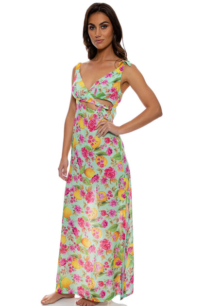 LIMONCELLO - Peek A Boo Tie Back Maxi Dress • Multicolor