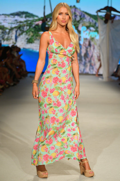 LIMONCELLO - Peek-a-boo Tie Back Maxi Dress • Multicolor Runway