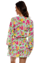 LIMONCELLO - Deep V Frill Hem Dress • Multicolor