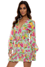 LIMONCELLO - Deep V Frill Hem Dress • Multicolor