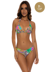 POSITANO - Triangle Halter Top & Seamless Full Ruched Back Bottom • Multicolor