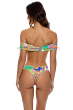 POSITANO - Off The Shoulder Top & Ring Seamless Wavy Ruched Back Bottom • Multicolor