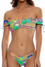 POSITANO - Off The Shoulder Top & Ring Seamless Wavy Ruched Back Bottom • Multicolor